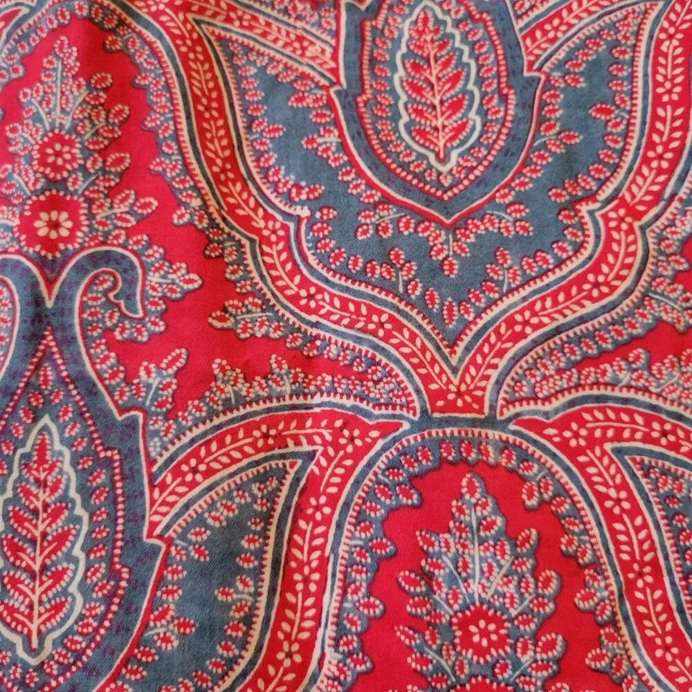 J Crew 2 Pencil‎ Skirt Career Office Professional Red Paisley Back Slit